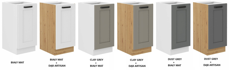 Szafka kuchenna dolna LUNA 40 D 1F BB CLAY GREY / BIAŁY MAT