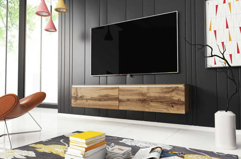Szafka RTV Lowboard D 140cm BIAŁY / BIAŁY POŁYSK