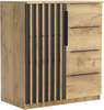 Komoda loftowa SORENTO 80cm lamele szuflady Dąb Craft Złoty / Czarny
