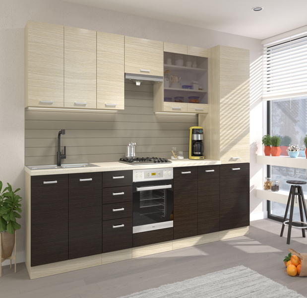 Szafka kuchenna wysoka, słupek 40 DK-210 2F DĄB FERRARA, LEGNO CIEMNE, Meble Kuchenne CHAMONIX