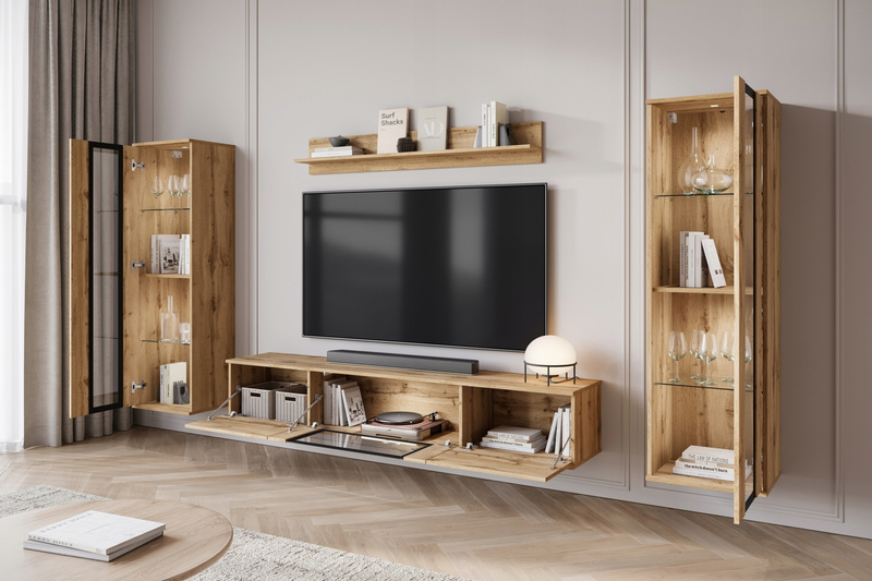 Meblościanka CARO Zestaw mebli, salon Dąb Wotan