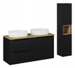 Meble łazienkowe NOVA BLACK 120, 2x umywalka nablatowa, Czarny, 3 KOLORY