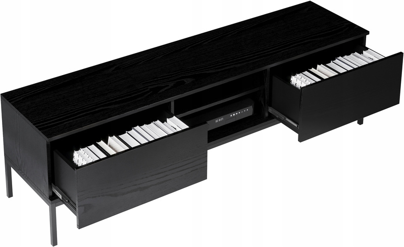 Szafka RTV INDUST metalowe nogi, dwie szuflady CZARNY