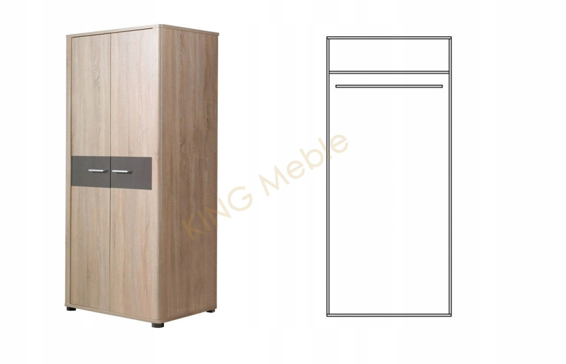 Szafa FILL 1, Szafa 90cm, Meble do Salonu FILL, Dąb Sonoma/Grafit Połysk