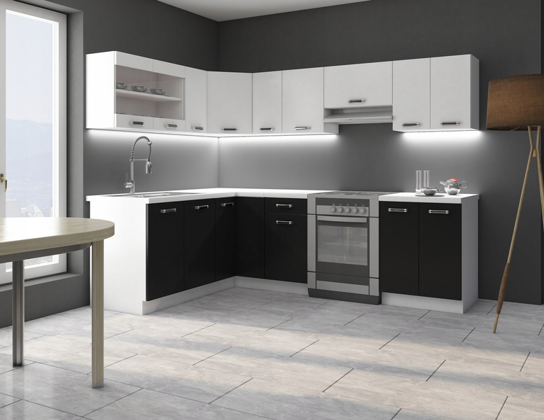 Szafka kuchenna dolna narożna OMEGA 89x89 DN 1F ZB BIAŁY/CZARNY