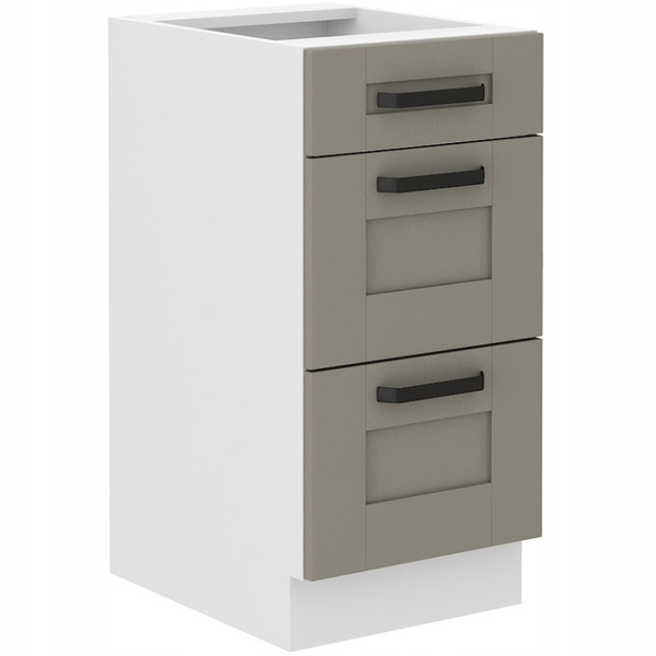 Szafka kuchenna dolna LUNA 40 D 3S BB CLAY GREY / BIAŁY MAT