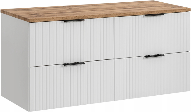 Zestaw szafek 120cm z blatem, Meble łazienkowe ADEL BIAŁY / DĄB ARTISAN
