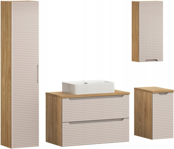Meble łazienkowe LUXOR BEIGE 90-2, Umywalka nablatowa, Beż, 2 KOLORY