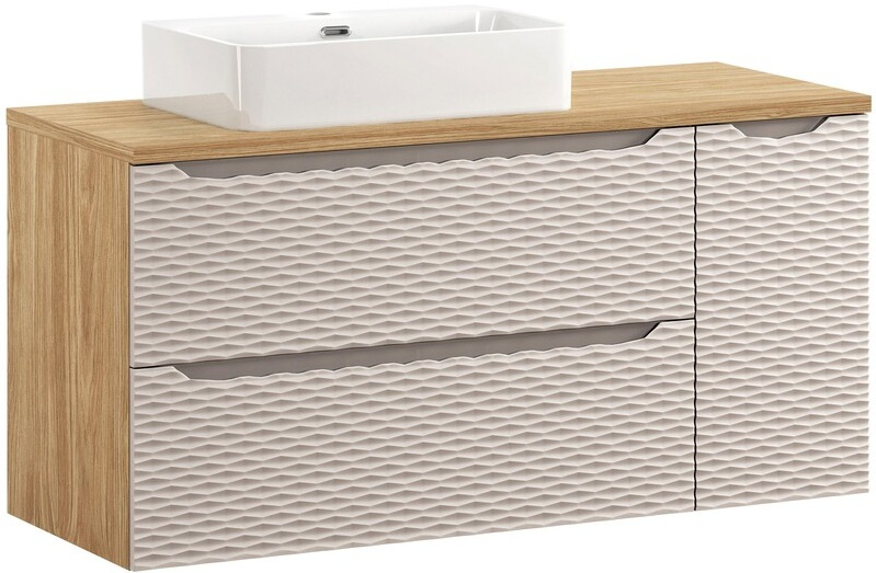 Zestaw meblowy 120cm blat umywalka Meble łazienkowe OCEAN Beż/Dąb Olejowany