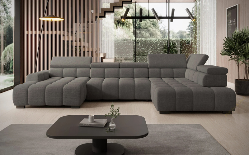 Narożnik BULL XL 393 cm, Elektryczny wysuw siedziska, Zagłówki