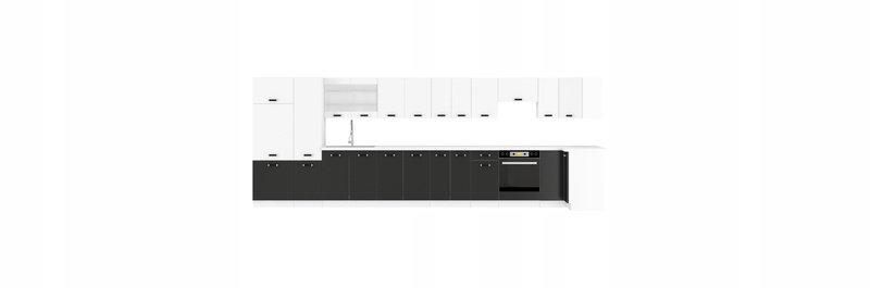 Meble kuchenne OMEGA zestaw mebli BIAŁY/CZARNY 260cm
