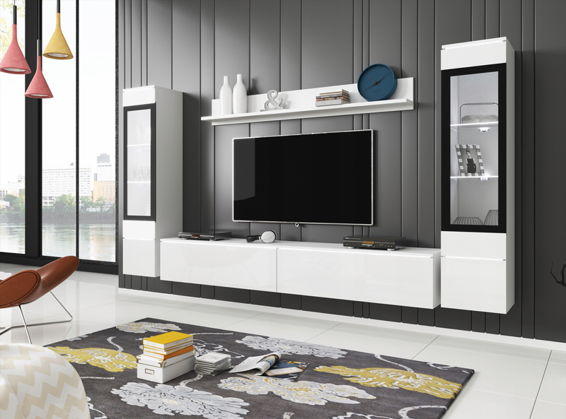 Witryna VERA HIGHBOARD 120 Biały / Biały Połysk