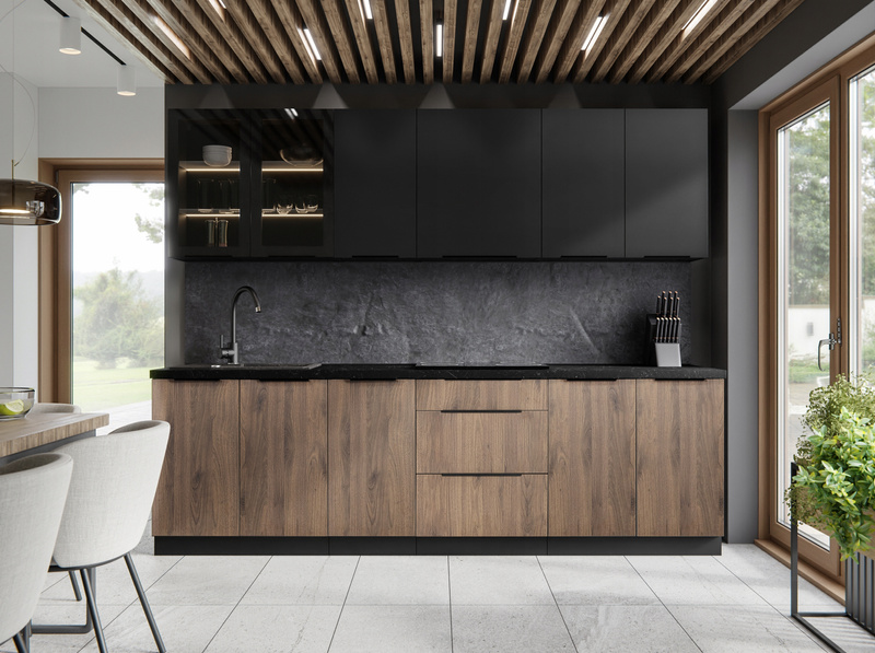 Szafka kuchenna dolna narożna SIENA 90x90 DN 2F BB CZARNY MAT