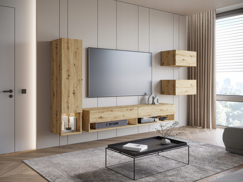 Meblościanka Zestaw Mebli AMADEO salon Dąb Artisan