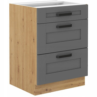 Szafka kuchenna dolna LUNA 60 D 3S BB DUST GREY / DĄB ARTISAN