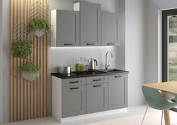 Meble kuchenne zestaw LUNA DUST GREY / BIAŁY kuchnia szafki 150cm