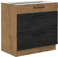 Szafka kuchenna dolna VIGO 80 D 3S BB DARK WOOD / DĄB LANCELOT