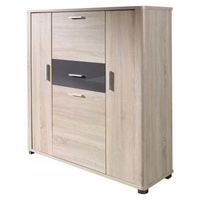 Komoda FILL 3, Komoda 127cm, Meble do Salonu FILL, Dąb Sonoma/Grafit Połysk