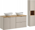Meble łazienkowe VIVA CASHMERE 120, 2xUmywalka nablatowa, Kaszmir/Dąb Evoke