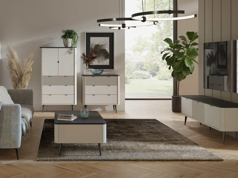 Komoda MARLY 10 130cm, Meble Pokojowe MARLY, KASZMIR / SZARY KAMIEŃ