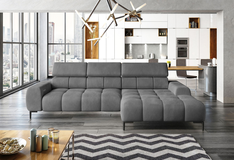 Narożnik PLAZA S 270 cm, Elektryczna regulacja siedziska, Zagłówki