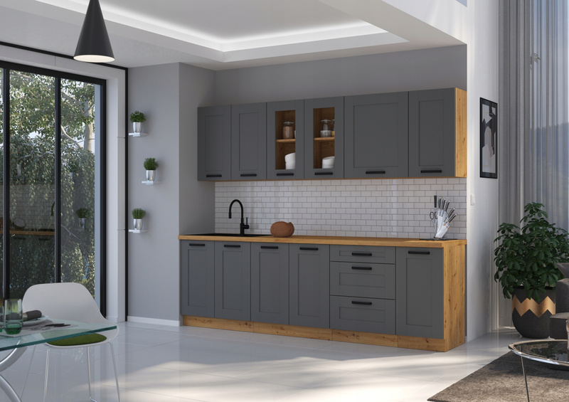 Szafka kuchenna górna LUNA 60x60 GN-72 (45°) 1F DUSTGREY / DĄB ARTISAN