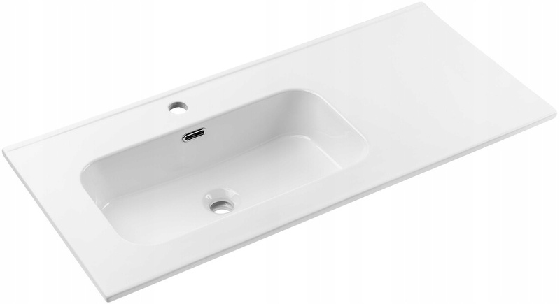 Umywalka meblowa jednokomorowa GO 100cm z blatem ceramicznym Biały Połysk