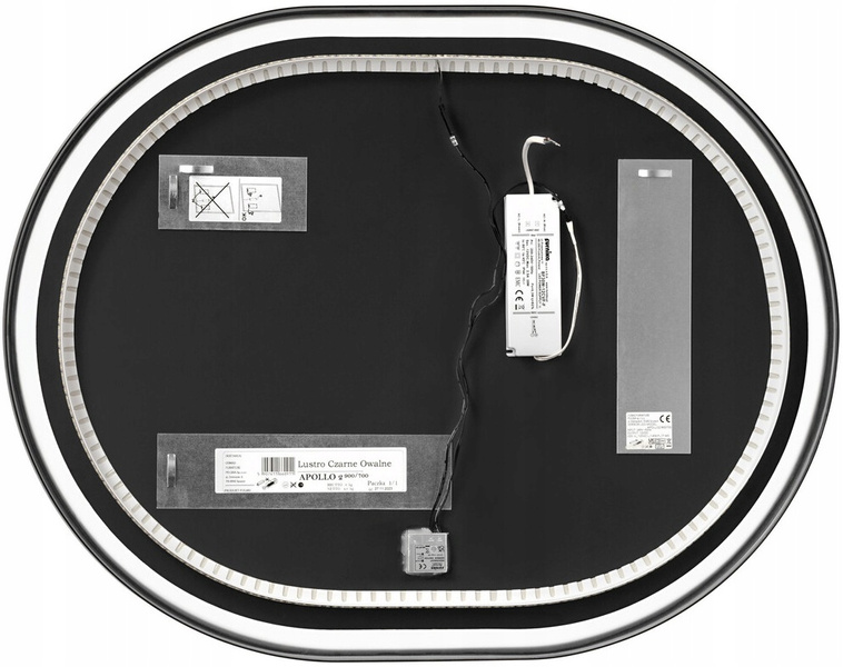 Lustro łazienkowe LED w ramie 70cm, Meble łazienkowe APOLLO Czarny