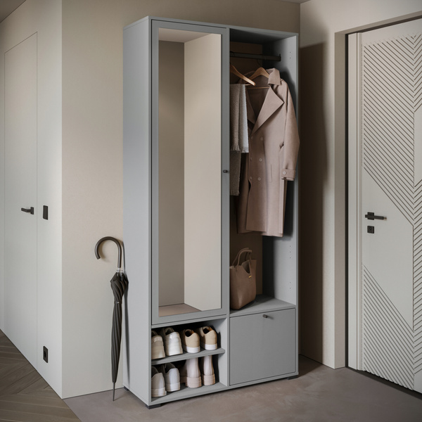 Garderoba DINO, lustro, wieszak MATERA / BIAŁY