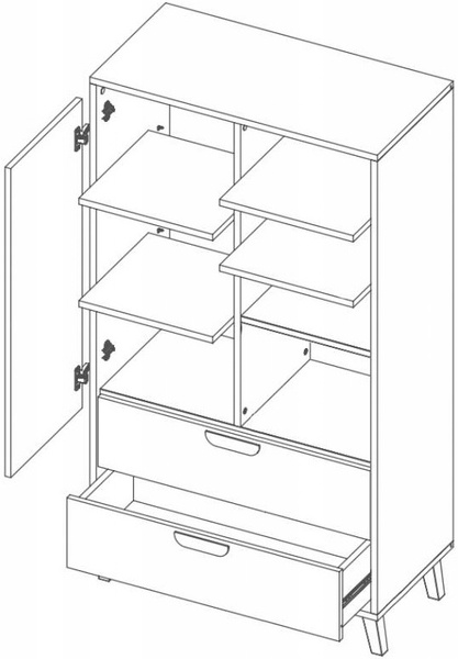 Regał JOKER 5 z szufladami, Regał 80cm, Meble Młodzieżowe JOKER