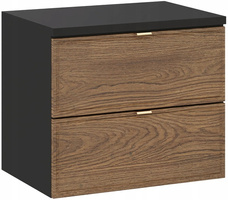 Zestaw meblowy 60cm z blatem, Meble łazienkowe TALIA Dąb Casella / Czarny