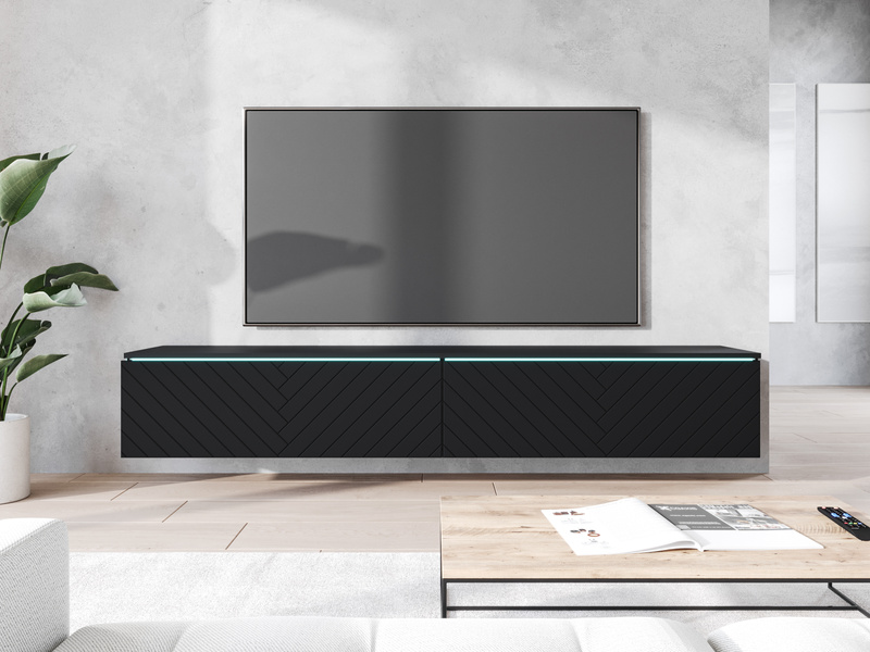 Szafka RTV Lowboard D 180cm CZARNY GRAFIT / JODEŁKA MDF