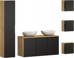 Meble łazienkowe LUXOR BLACK 120, Umywalki nablatowe, Dąb/Czarny, 2 KOLORY