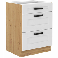 Szafka kuchenna dolna LUNA 60 D 3S BB BIAŁY MAT/DĄB ARTISAN