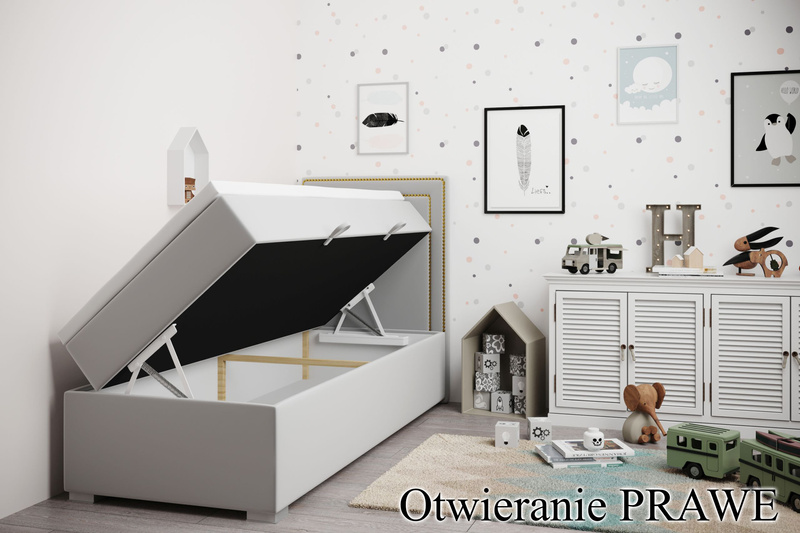 Łóżko Tapicerowane Kontynentalne QUARTO 90x200 cm, Łóżko Dziecięce