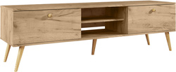Szafka RTV BOHO z szufladami, drewniane nogi DĄB CRAFT ZŁOTY