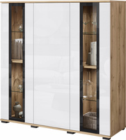 Komoda wysoka CARO 120cm Dąb Wotan / Biały Połysk