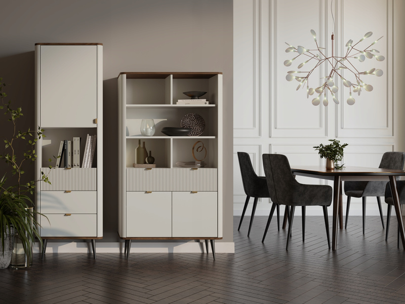 Szafa MARLY 1 90cm, Meble Pokojowe MARLY, KASZMIR / SZARY KAMIEŃ