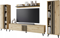 Meblościanka HELSINKI I Zestaw mebli, salon, Dąb Artisan / Czarny Grafit