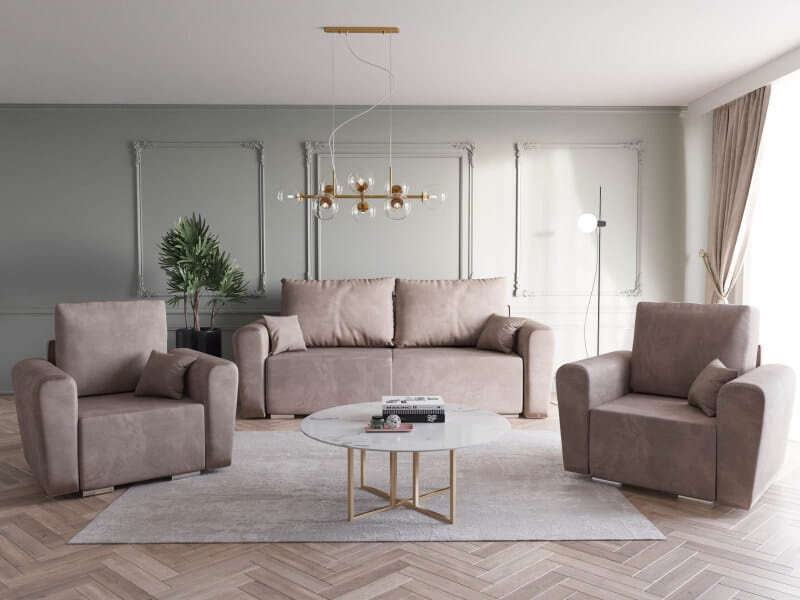 Sofa rozkładana NINA 224 cm, Kanapa z funkcją spania, Pojemnik
