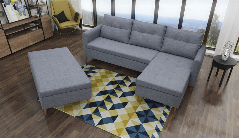 Narożnik z funkcją spania AREO 229 cm + PUFA