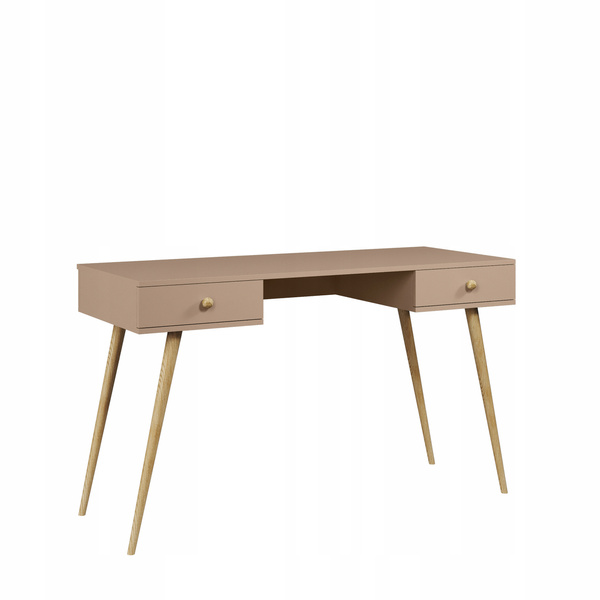 Biurko, Toaletka BOHO z szufladami, drewniane nogi RÓŻ