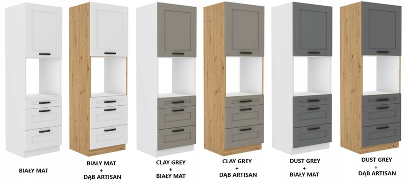 Szafka kuchenna słupek LUNA 60 DPS-210 3S 1F CLAY GREY / DĄB ARTISAN