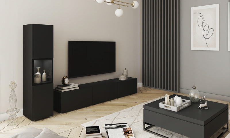 Meblościanka BERLIN Zestaw Mebli, Salon Czarny Grafit