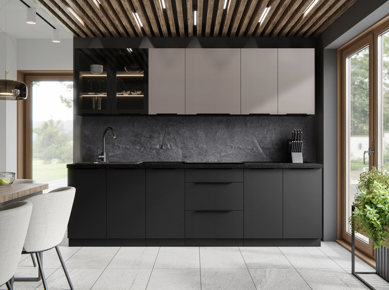 Szafka kuchenna górna narożna SIENA 60x60 GN-72 1F (90°) CZARNY MAT