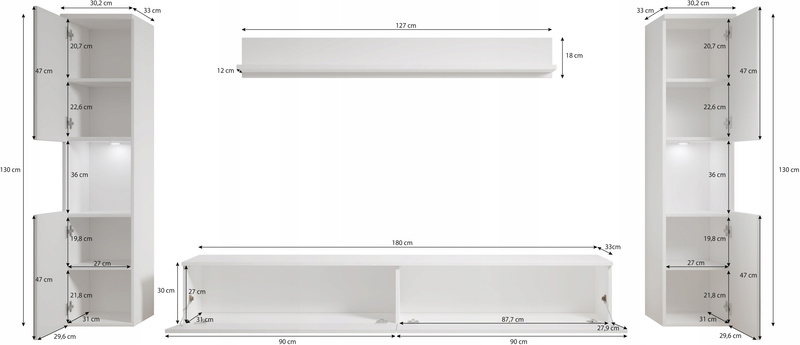Meblościanka PARIS XL Zestaw Mebli Matera / Kastanien Breslaw
