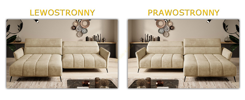 Narożnik CAVANI 272 cm, Elektryczny wysuw siedziska, Zagłówki