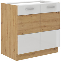 Szafka kuchenna dolna pod zlew 80 ZL 2F BB DĄB ARTISAN BIAŁY POŁYSK, Meble Kuchenne ARTISAN
