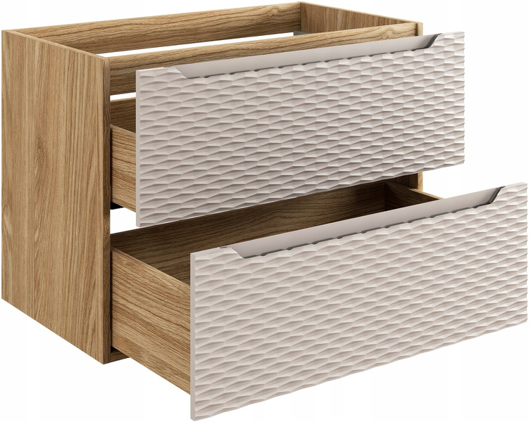 Zestaw meblowy 70cm blat umywalka, Meble łazienkowe OCEAN Beż/Dąb Olejowany