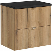 Zestaw meblowy 60cm z blatem, Meble łazienkowe NOVA Dąb Coast Evoke/Czarny